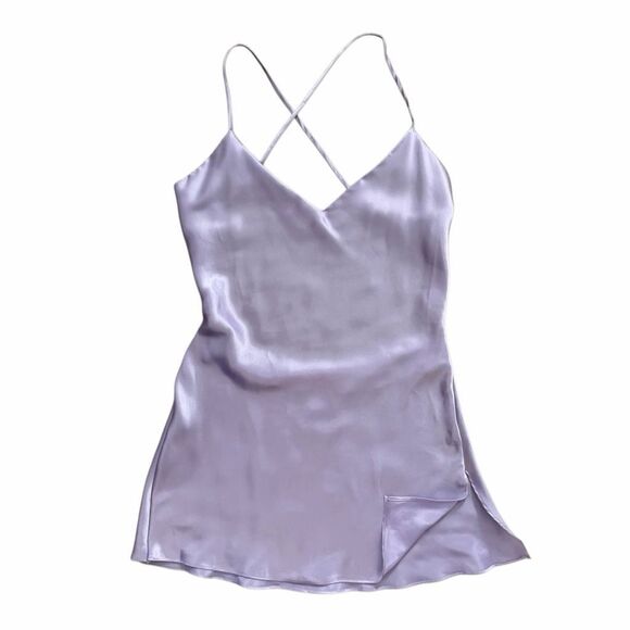 Victoria's Secret Other - Victoria’s Secret Satin Slip Dress Lavender Purple Cowl Neck Open Back Size S